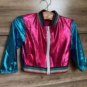 Weissman 11818 Pink Blue Metallic Zipper Jacket Jazz Hip Hop Acro Dance Recital